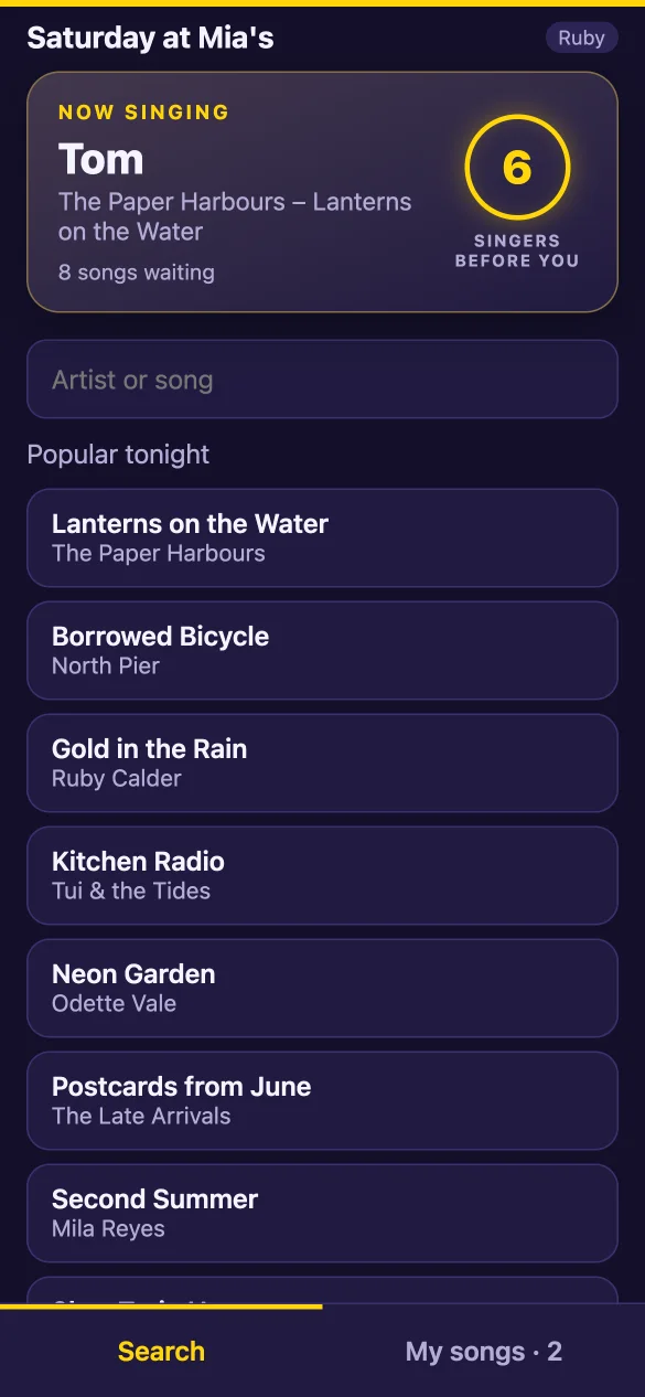 A guest's phone: search for a song